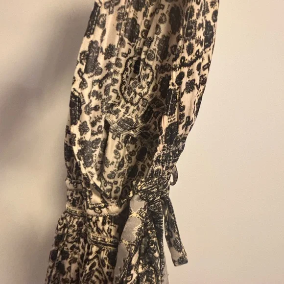 Free People Black and Cream Patterned Dress - Picture 4 of 9